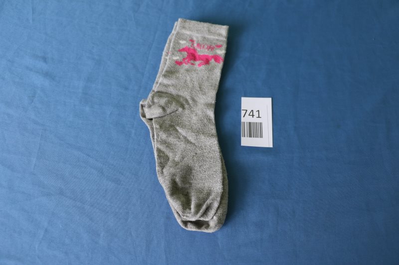 Grauer Socken mit rosa Pferdermtiv