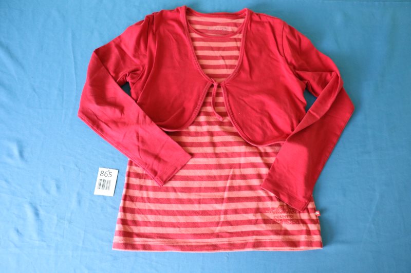 Rot gestreiftes Langarmshirt mit Bolero