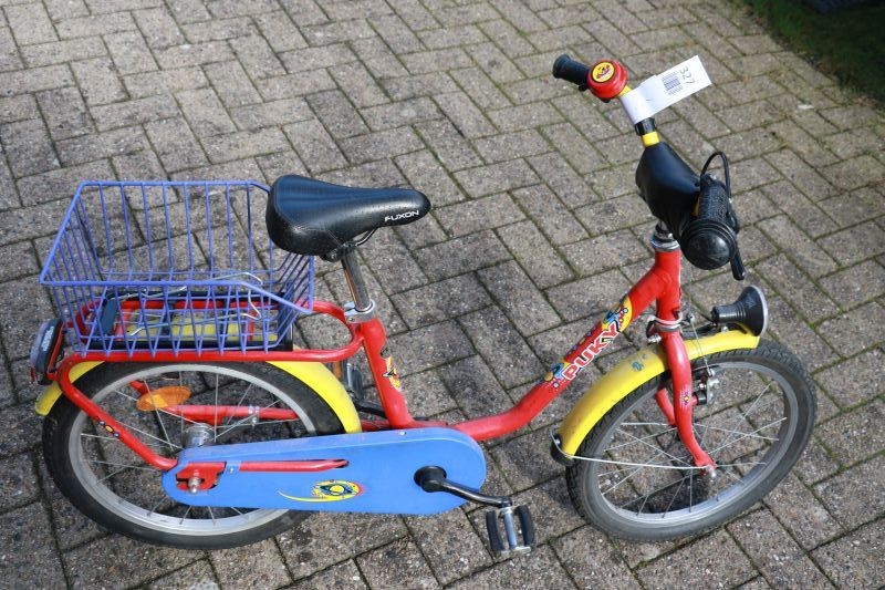 Kinderfahrrad, rot/blau/gelb