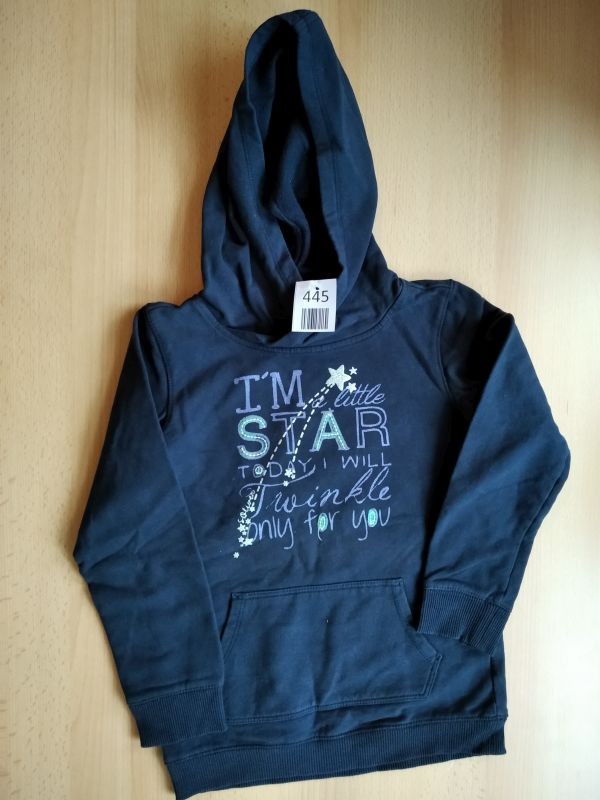 Mädchenpullover mit Kaputze, Größe 116/122